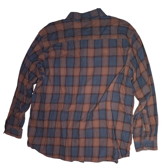 Columbia Mens XXL Brown Blue Plaid Cotton Long Sleeve Button Up Shirt 69724 - Picture 6 of 6